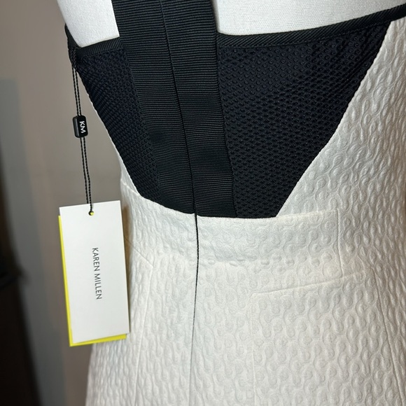 Karen Millen White Textured Fit & Flare Sporty Back Detail New w/Tags - Picture 10 of 13